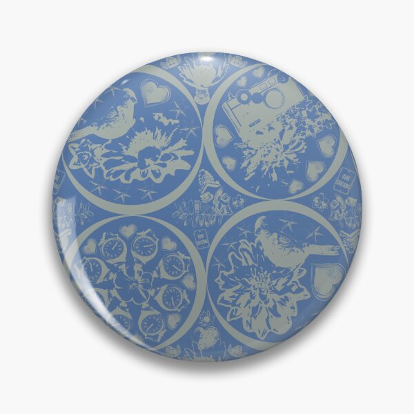Item preview, Floral Travel Snapshots Circles Sage on Blue designed and sold by Digitalmyth's Designs.