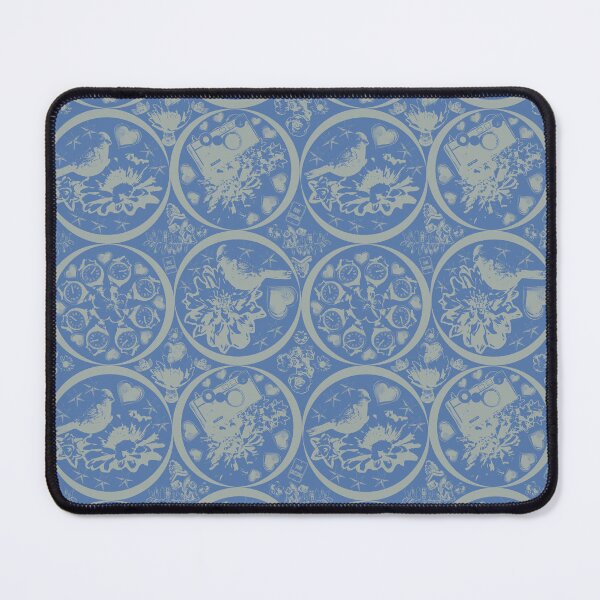 Item preview, Floral Travel Snapshots Circles Sage on Blue designed and sold by Digitalmyth's Designs.