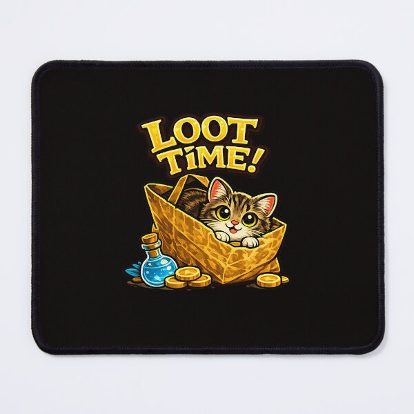 Item preview, Funny Cat Loot Time – Cute Cat in Bag Gaming Meme for RPG Lovers designed and sold by Irysek.