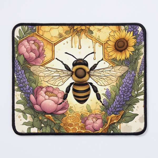 Item preview, Floral Honeycomb Bee Art for Honey Bee Keepers designed and sold by owi-art.