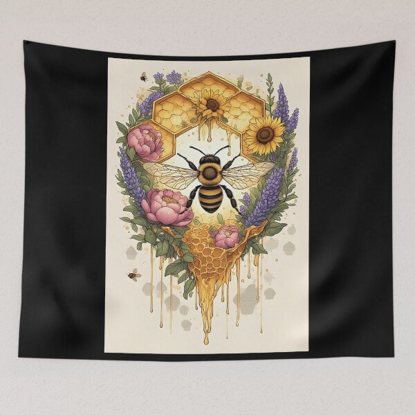 Item preview, Floral Honeycomb Bee Art for Honey Bee Keepers designed and sold by owi-art.