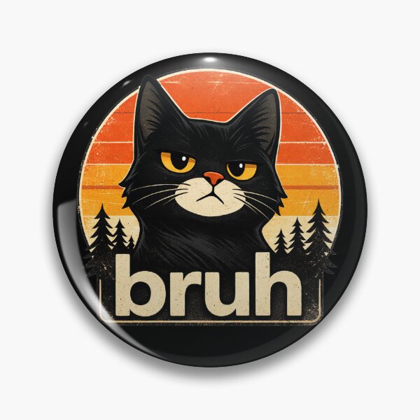 Item preview, Bruh Cat Funny Black Cat Face Meme Retro Gift vintage designed and sold by Kladhadredo.