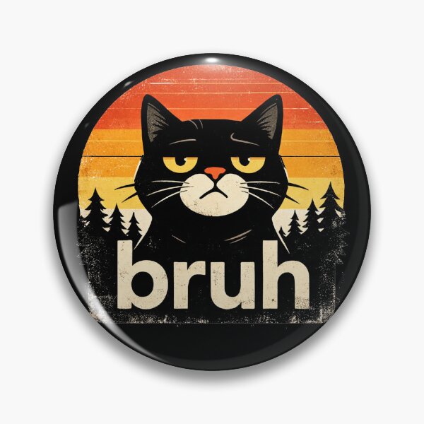 Item preview, Bruh Cat Funny Black Cat Face Meme Retro Gift vintage designed and sold by Kladhadredo.