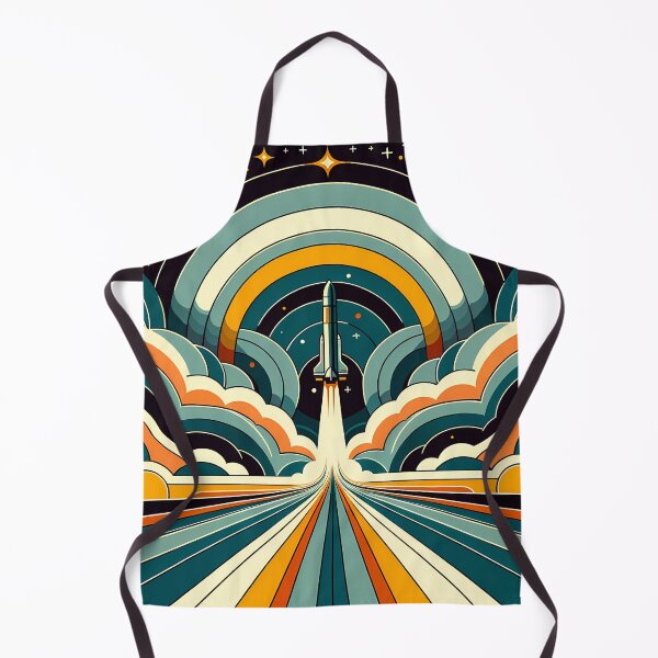 Item preview, Retro Rocket Launch Through Geometric Clouds designed and sold by InkSmithery.
