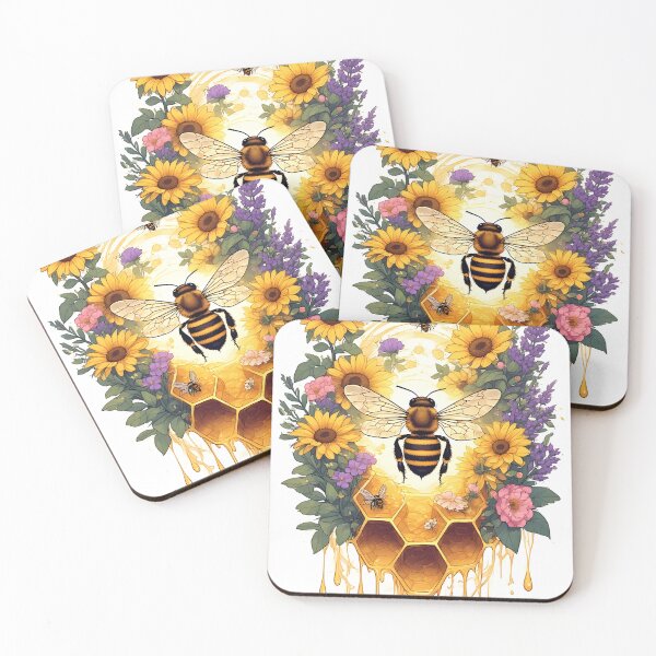 Item preview, Sunflower Honeycomb Bee Art for Honey Bee Keepers designed and sold by owi-art.