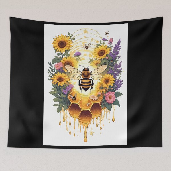 Item preview, Sunflower Honeycomb Bee Art for Honey Bee Keepers designed and sold by owi-art.