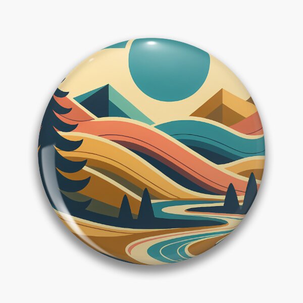 Item preview, Geometric Mountain River Landscape designed and sold by InkSmithery.