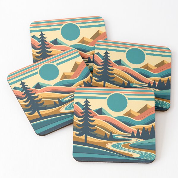 Item preview, Geometric Mountain River Landscape designed and sold by InkSmithery.