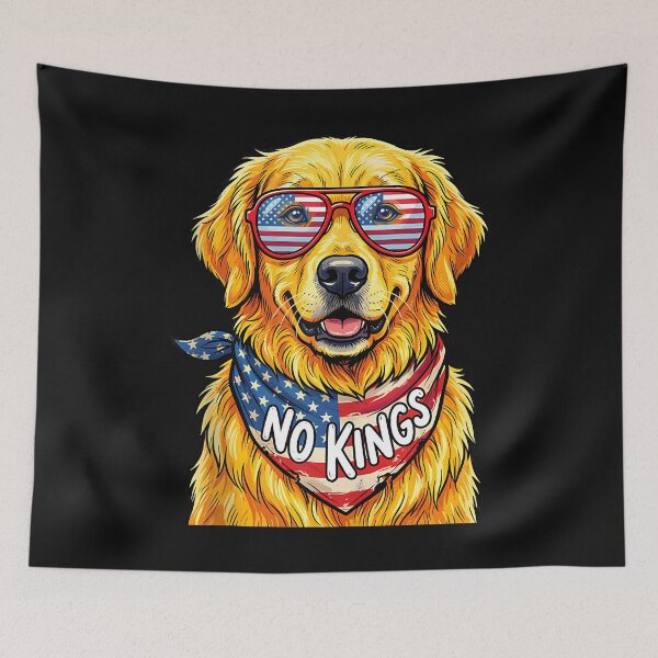 Item preview, No Kings In America Golden Retriever Dog designed and sold by yartyartyart.