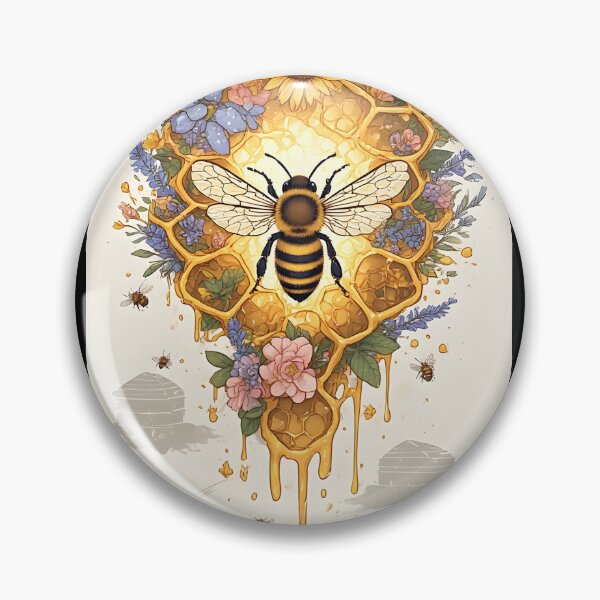 Item preview, Floral Honeycomb Bee Art for Honey Bee Keepers designed and sold by owi-art.