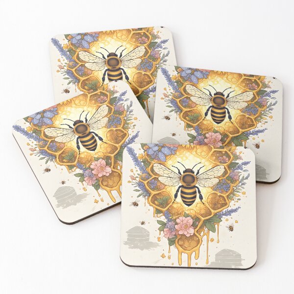 Item preview, Floral Honeycomb Bee Art for Honey Bee Keepers designed and sold by owi-art.