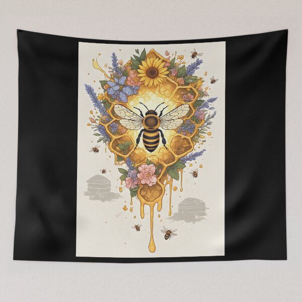 Item preview, Floral Honeycomb Bee Art for Honey Bee Keepers designed and sold by owi-art.