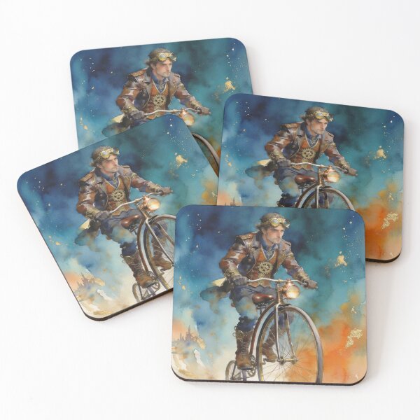 Item preview, Steampunk man riding Penny Farthing designed and sold by Christina Brunton Art.