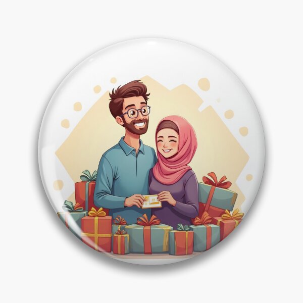 Item preview, Eid Couple - Muslim Husband and Wife with Gifts and Eidi designed and sold by WowDezign.
