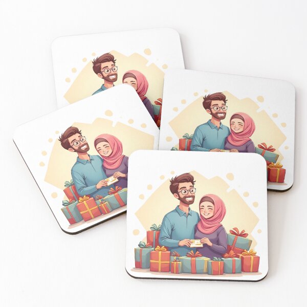 Item preview, Eid Couple - Muslim Husband and Wife with Gifts and Eidi designed and sold by WowDezign.