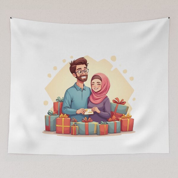 Item preview, Eid Couple - Muslim Husband and Wife with Gifts and Eidi designed and sold by WowDezign.