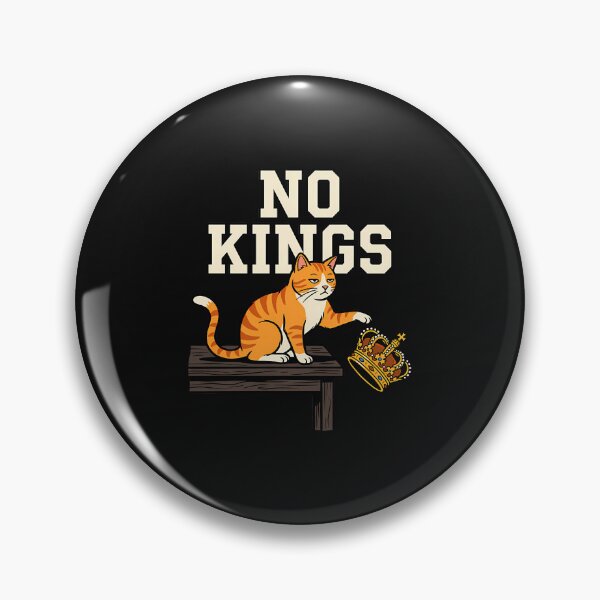 Item preview, No Kings Funny Cat Pushing Crown Meme Anti Royalist designed and sold by yartyartyart.