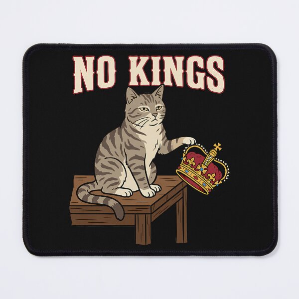 Item preview, No Kings Funny Cat Pushing Crown Meme Anti Royalist designed and sold by yartyartyart.