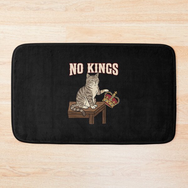 Item preview, No Kings Funny Cat Pushing Crown Meme Anti Royalist designed and sold by yartyartyart.