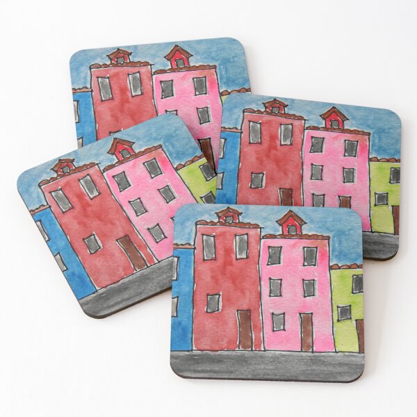 Item preview, Colorful town in watercolor designed and sold by OzzyluArt.