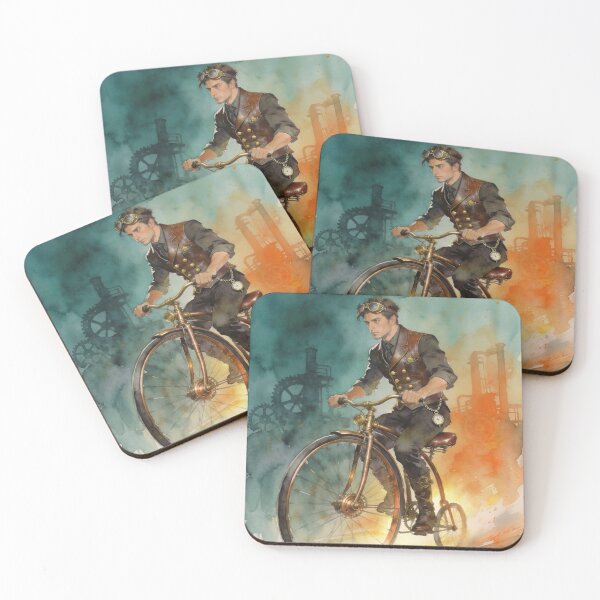 Item preview, Steampunk man riding Penny Farthing designed and sold by Christina Brunton Art.