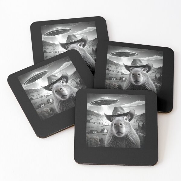 Item preview, Funny Capybara Selfie Wearing Cute Hat With UFOs Weird designed and sold by Cheesymatiion.