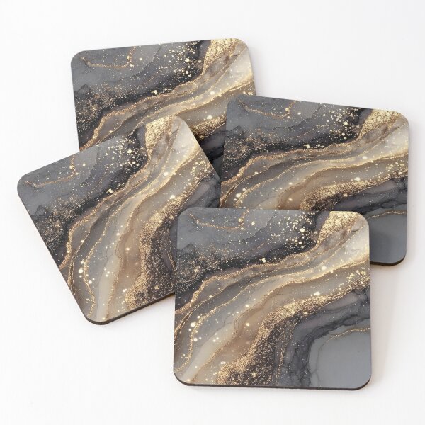 Item preview, Midnight Black and Champagne Fluid Resin with Gilded Stardust designed and sold by Nine Lives Studio.