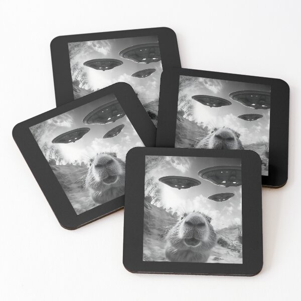 Item preview, Funny Capybara Selfie with UFOs Weird Graphic Alien UFO designed and sold by Cheesymatiion.