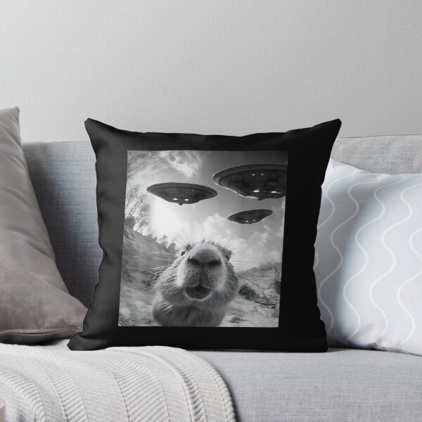 Item preview, Funny Capybara Selfie with UFOs Weird Graphic Alien UFO designed and sold by Cheesymatiion.
