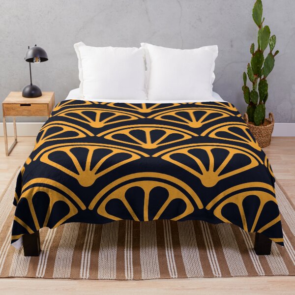 Item preview, Art Deco Golden and Black Rounded Fan Pattern designed and sold by DEC02.