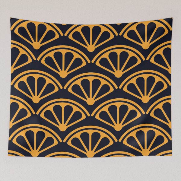 Item preview, Art Deco Golden and Black Rounded Fan Pattern designed and sold by DEC02.