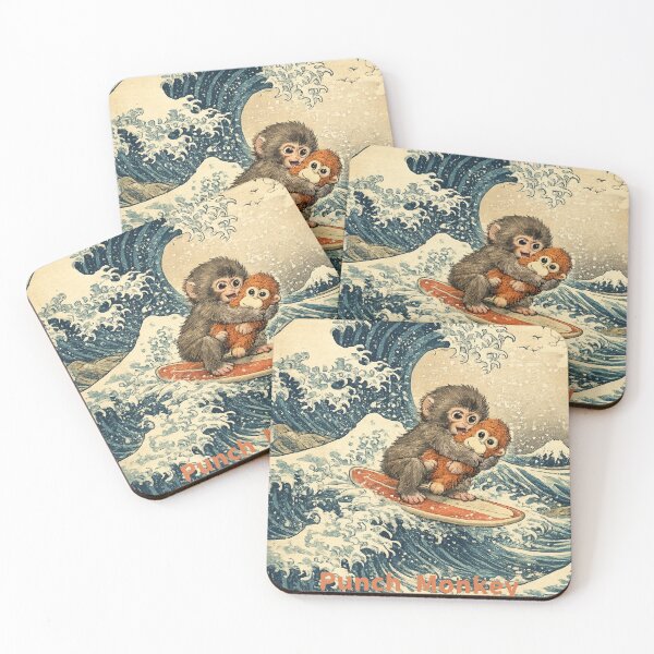 Item preview, Cute Surfing Monkey Ukiyoe Edo Beauty Great Wave designed and sold by SakuraMarket26.