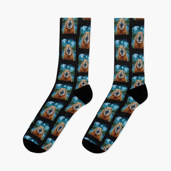 Item preview, Capybara Selfie with UFOs designed and sold by Cheesymatiion.