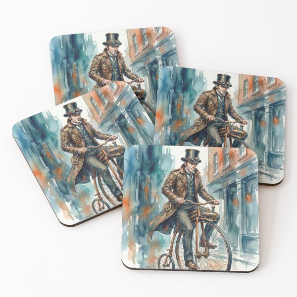 Item preview, Steampunk man riding Penny Farthing designed and sold by Christina Brunton Art.