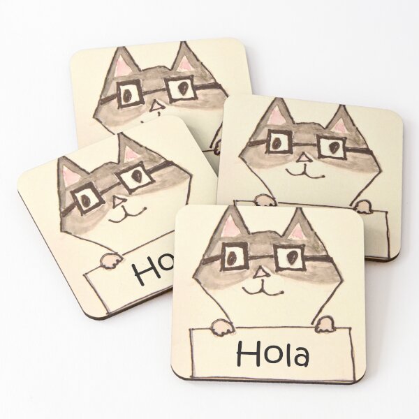 Item preview, Hello from a cute Kitty in Spanish - hola  designed and sold by OzzyluArt.