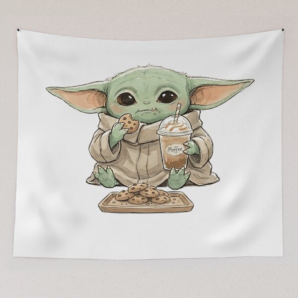 Item preview, BABY YODA WITH COOKIES AND COFFEE SLUSH designed and sold by LIS AND MELIVERSO.