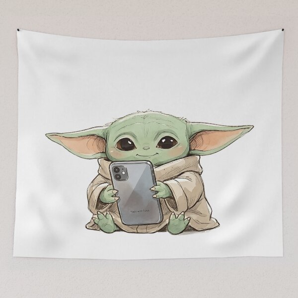 Item preview, BABY YODA WITH SMARTPHONE designed and sold by LIS AND MELIVERSO.