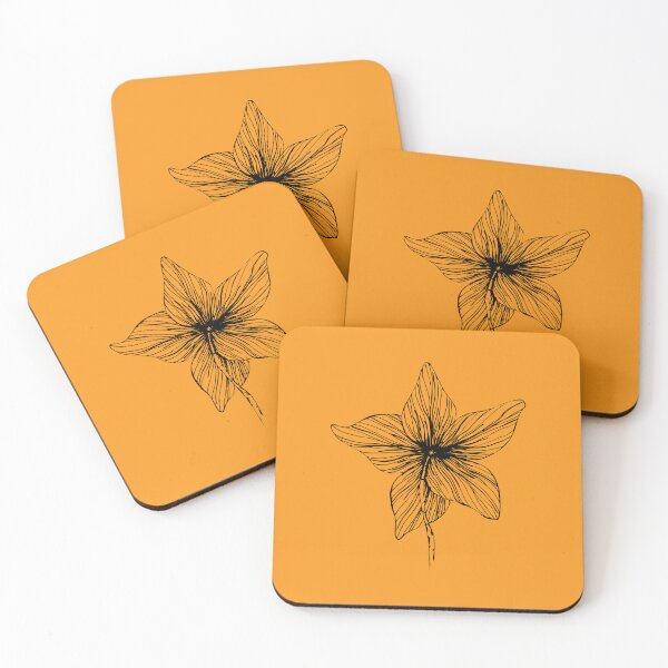 Item preview, Floral Line Drawing Symmetric Minimalist aesthetic Natural Design Mustard Yellow designed and sold by SWSandraWechner.