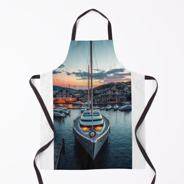 Item preview, Luxury Yacht at Sunset in Coastal Harbor designed and sold by Vida e Arte.