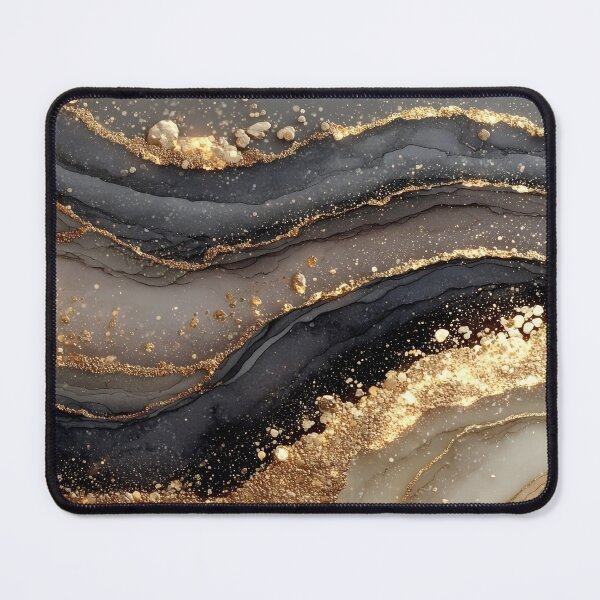 Item preview, Pebbled Charcoal and Warm Cream Fluid Sandstone with Gold Nuggets designed and sold by Nine Lives Studio.