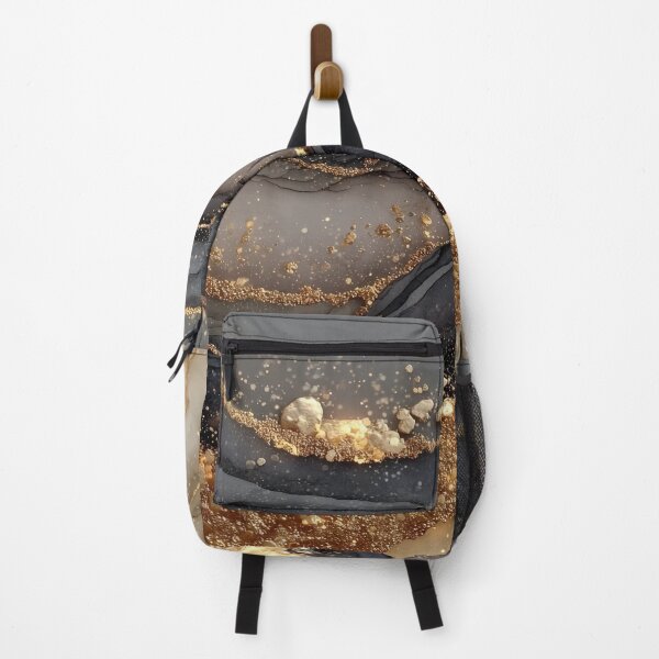 Item preview, Pebbled Charcoal and Warm Cream Fluid Sandstone with Gold Nuggets designed and sold by Nine Lives Studio.