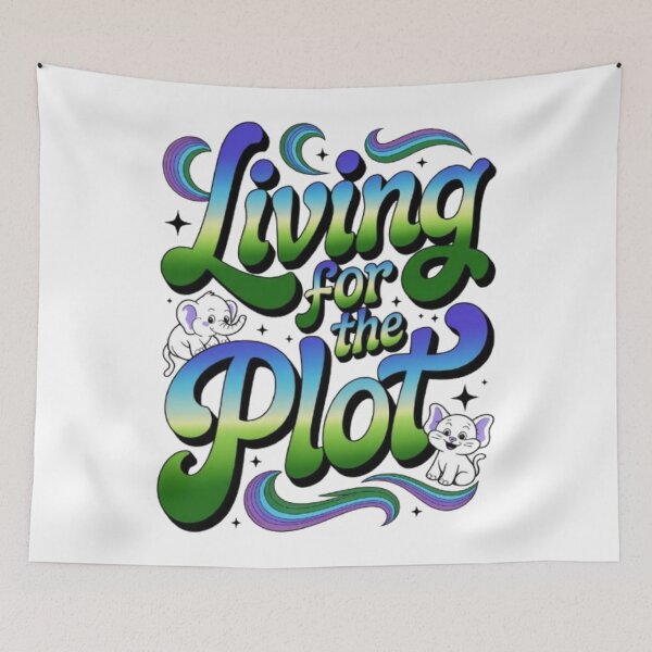 Item preview, Living for the Plot – Retro Gradient Whimsical Character Graphic designed and sold by NewUSShop.