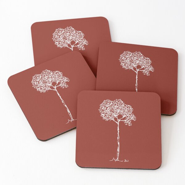 Item preview, Almond Tree Handdrawn Minimalist Botanical Ink Illustration Rust Red designed and sold by SWSandraWechner.