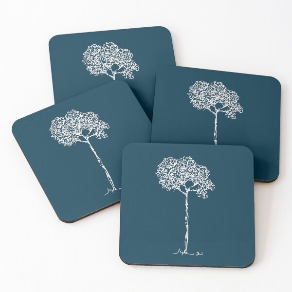 Item preview, Almond Tree Handdrawn Minimalist Botanical Ink Illustration Midnight Blue designed and sold by SWSandraWechner.