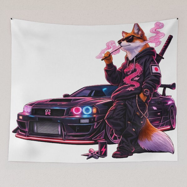 Item preview, Neon Fox Drift — Night Runner designed and sold by ELmestka.