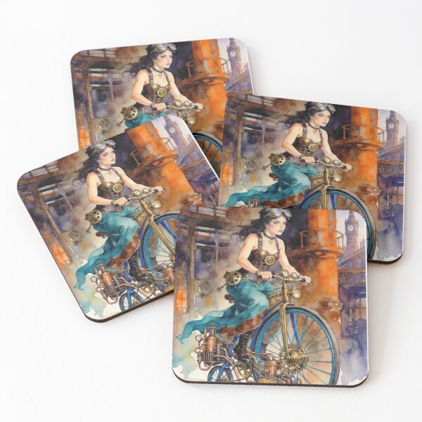 Item preview, Steampunk lady riding Penny Farthing designed and sold by Christina Brunton Art.