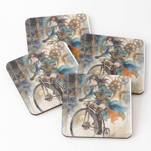Item preview, Steampunk lady riding Penny Farthing designed and sold by Christina Brunton Art.