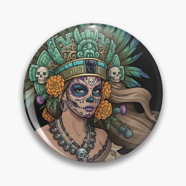 Item preview, Aztec Goddess Day of the Dead Sugar Skull Art designed and sold by KabronX.