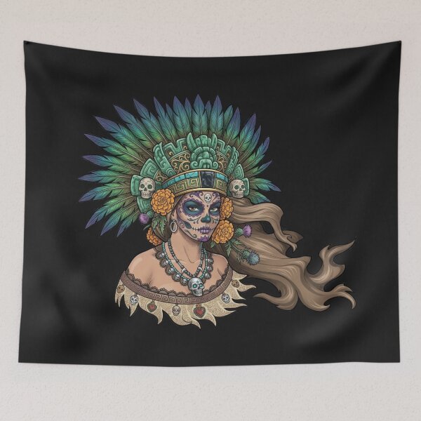Item preview, Aztec Goddess Day of the Dead Sugar Skull Art designed and sold by KabronX.