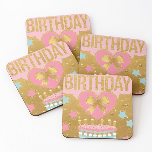 Item preview, Pink & Gold Glitter Happy Birthday Card designed and sold by SellingWSarah17.